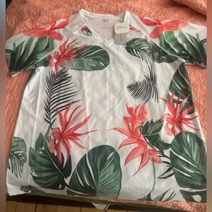 SPF shirt🧴 Tropical Floral Print Women's Top
